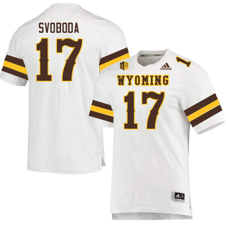 Wyoming Cowboys #17 Evan Svoboda College Football Jerseys Stitched Sale-White